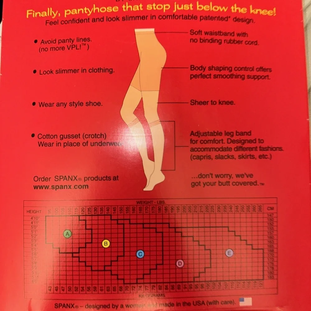 SPANX FOOTLESS BODYSHAPING PANTYHOSE Sz E Control Top Spice Below Knee NEW